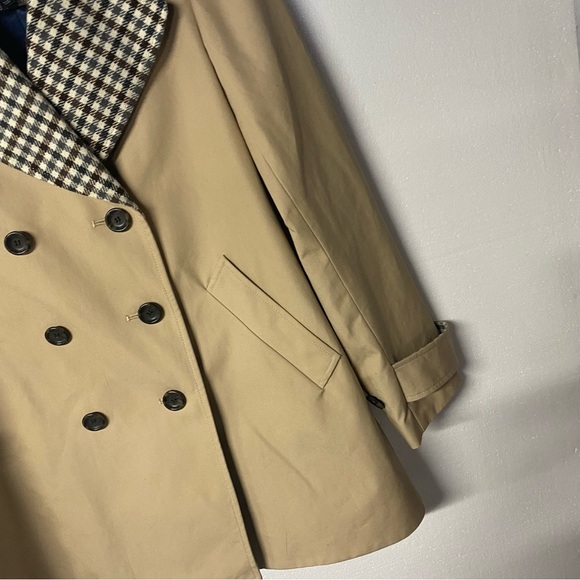 J.Crew Pleated Trench Coat Women Size M Beige Double Breasted Italian Wool Lapel - Picture 5 of 11